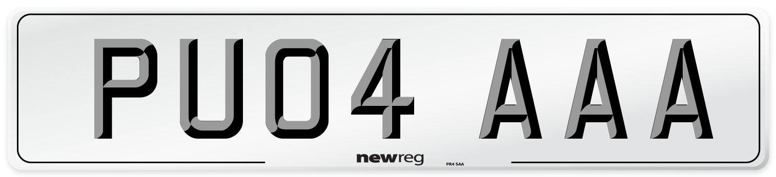 PU04 AAA Number Plate from New Reg